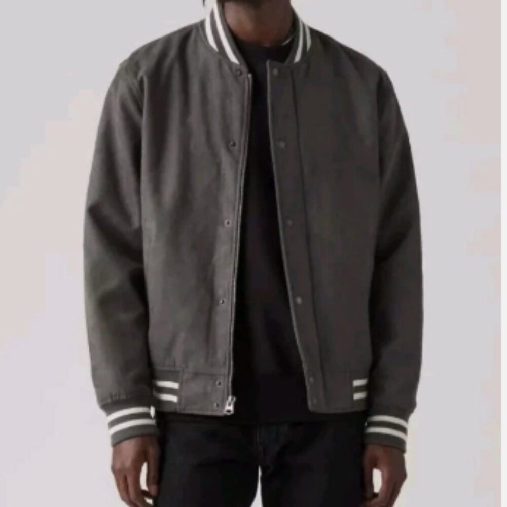 Levi's Red Tab Varsity Grey Ultra Suede Bomber Style Jacket - Men's L